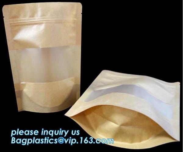 Cookie Standup Bolsas De Papel Para Comida Horizontal Snack Packaging Bags Biodegradable Kraft Paper Pouch