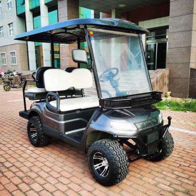 Carrinho de golfe ODM livre preto 4 lugares com tração nas 4 rodas iluminação LED