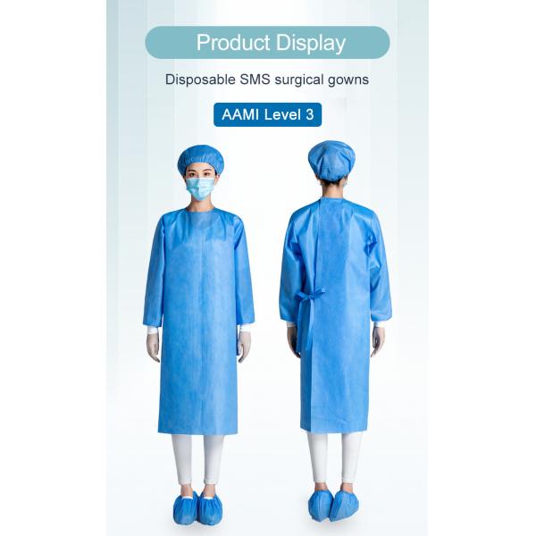 Nonwoven Sms Standard Disposable Protective Gown Long Sleeve Antipollution