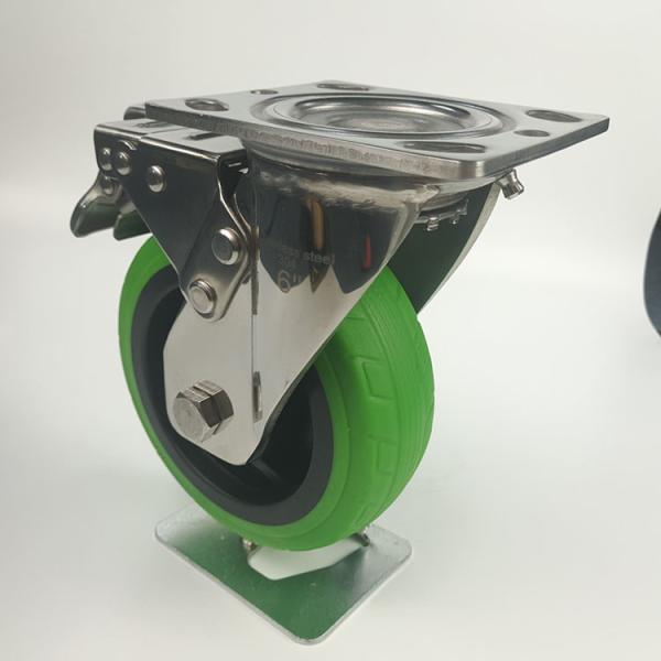 8 Inch Soft Green Wheel 300kg Loading Heavy Duty Stainless Steel Swivel Lock Casters 304