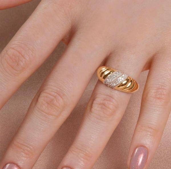Platinum Plating Round Brilliant Cut Diamond Dome Ring For Women Fine Jewelry OEM / ODM