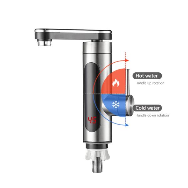 Bathroom Electric Instant Water Heater Tap With 360 Degree Rotatable Outlet And LED Display