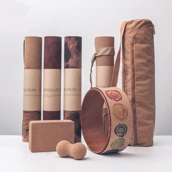Wholesale Custom Yoga Mats Ecological Non-slip Fitness Gym Handle Bag Cork Carry Strap Yoga Mat With Strap