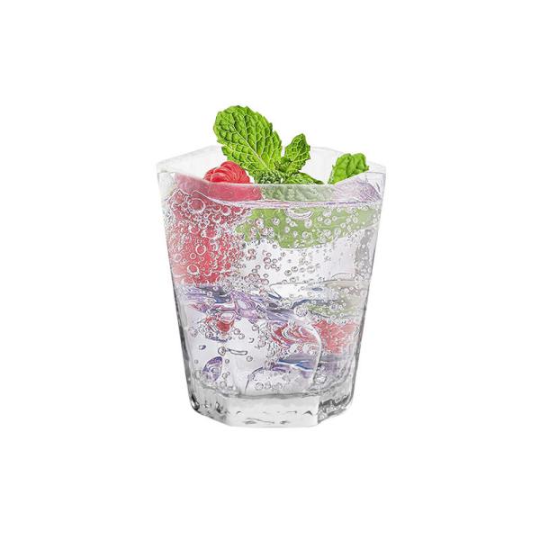 O cádmio 250ml livre cancela os copos de cristal do vidro do hexágono