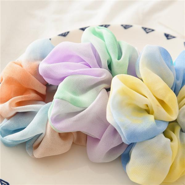 Chiffon tie-dye hairband thin curly hair scrunchie rubber band fabric headstring hair accessories