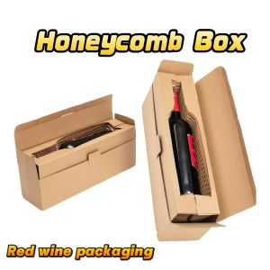 Single Honeycomb Box Wine Bottle Crush Resistant  Corrugated Packaging Box For 750ml