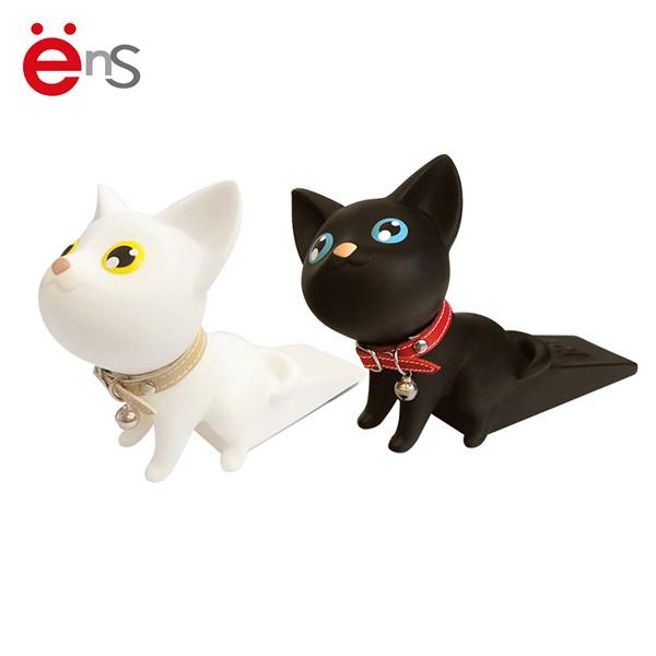 Hard PVC cat shaped door stop , cute door wedge OEM for Gift