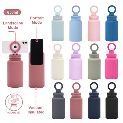 Sports Insulated Stainless Steel Water Bottle with Cell Phone Mount Stand Magnetic Holder Sustainable