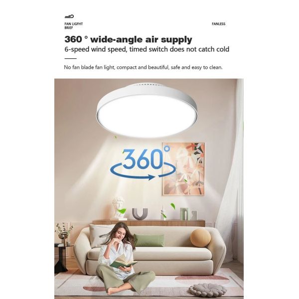 Bedroom Home Decoration white Invisible Bladeless Remote Control Dimming Electric Fan (WH-CLL-69)