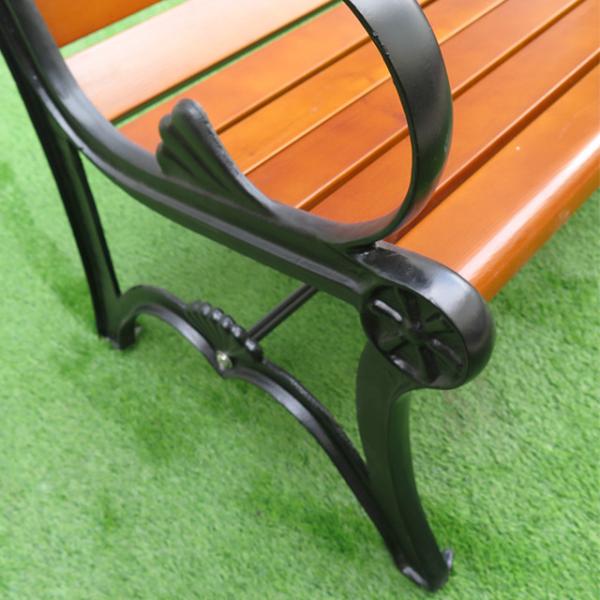 Banco de madeira de aço exterior do ferro fundido de Seat de banco do parque do metal da mobília do pátio com parte traseira