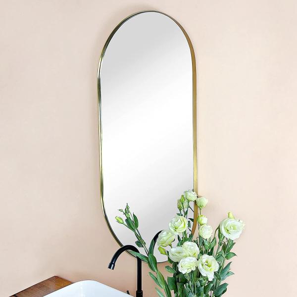 Brushed  Aluminium Profile Oval Mirror Aluminum Frame For Furniture
