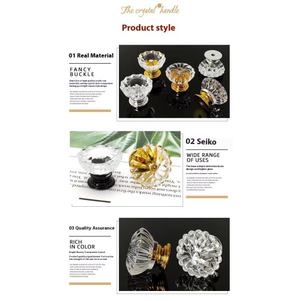 Modern Plastic Acrylic Wardrobe/dresser Handle Ball Crystal Furniture Handle for Kitchen Cabinet Drawer Hardware Accessories