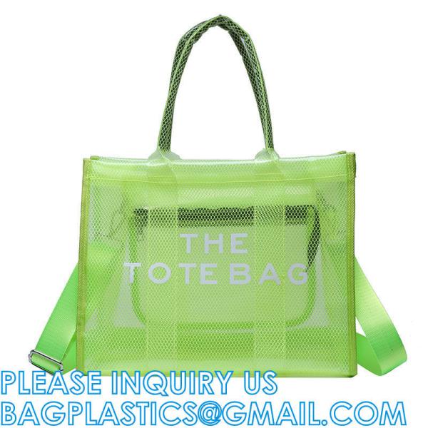 Wholesale Summer Clear Mesh PVC Beach Bags Transparent Design Tote Bags Women Luxury Handbags For Outdoor