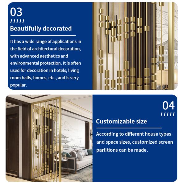 Customized Metal Room Dividers Decorative Luxury Stainless Steel For Hotel Living Room Bedroom