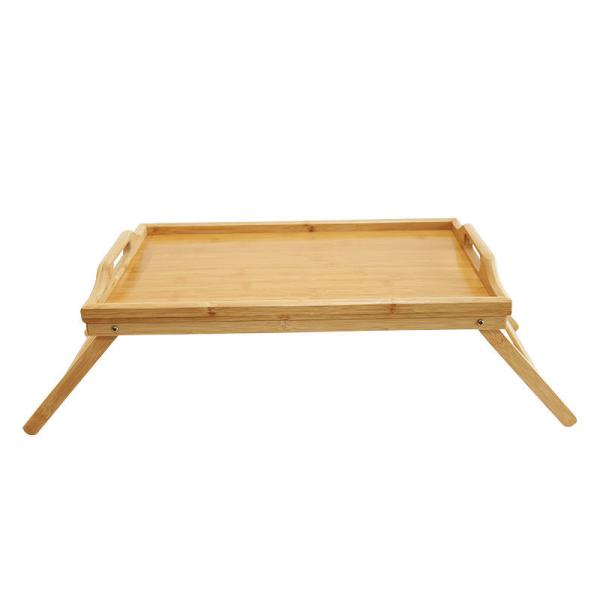 Coloque o alimento que serve o café da manhã de bambu sustentável Tray Table With Folding Legs