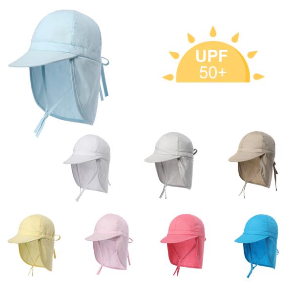 Swim Blank Children Flap Cotton Cap Beach Uv Summer Kids Play Hats Upf 50+