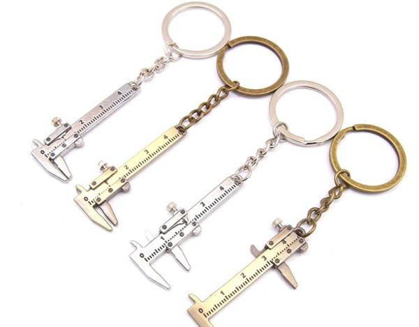 Best Quality Fashion Cartoon Vernier Caliper Keychain Mini Metal Keyholder Tool Keyring