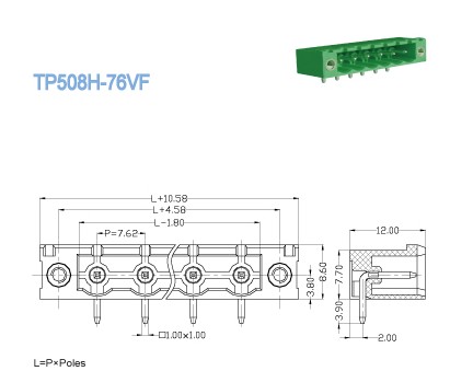 разъем терминального блока PCB 7.62mm 300V 18A Pluggable с коллектором, мыжскими гнездами, 14 Poles