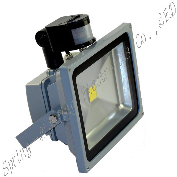 Black 30W PIR LED Floodlights , Energy Saving Floodlights with VDE 3×1mm2 Power Line