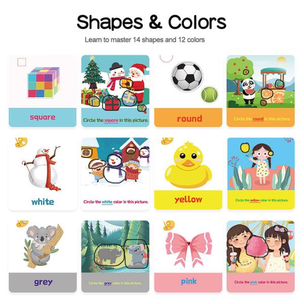 30 English Children'S Flash Cards Education Learn To Master 14 Shapes And 12 Colors