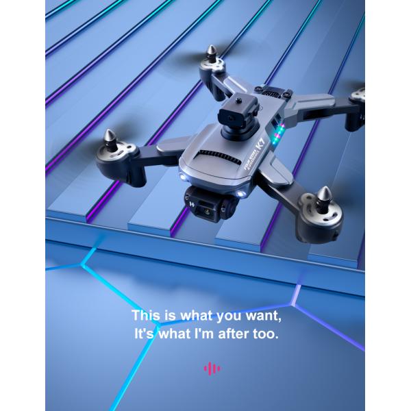 Mini Foldable Drone K7 Optical Flow Obstacle Avoidance 4k Camera LED Lights Remote Control 1800 mAh Battery ESC HD Camera