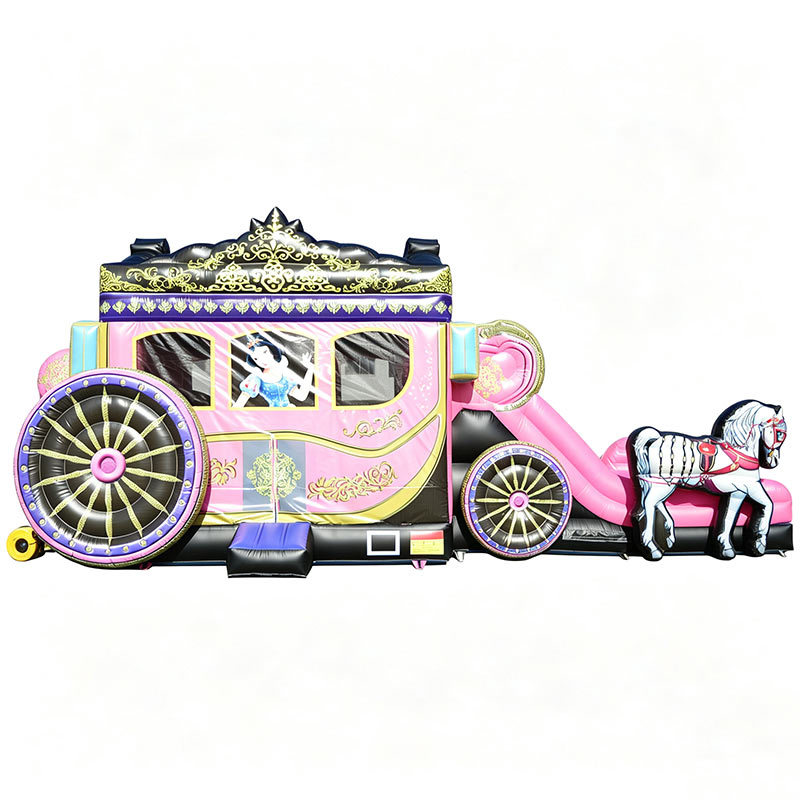 Cinderella Coach Inflatable Slide Combo Pink Princess Carriage Jumping House for Girls Birthday Party Rental Events