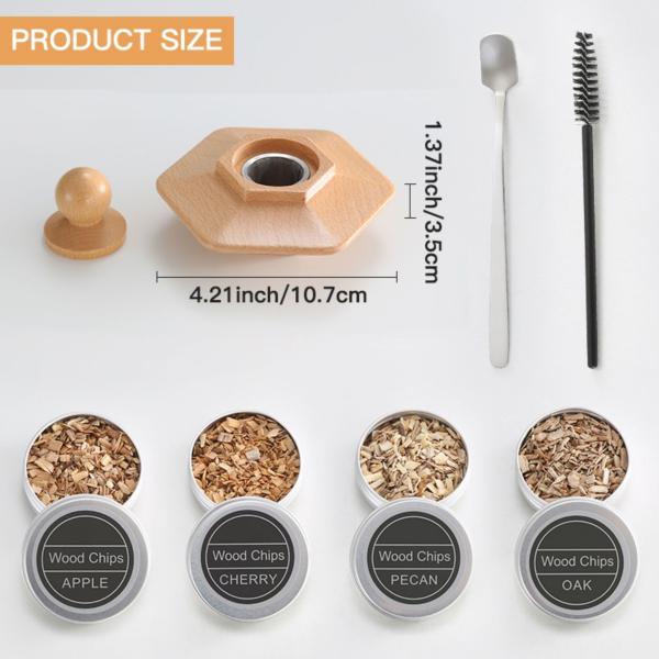 Hot Sale Wooden Cocktail Smoker Kit with Wooden Box Premium Wood Shavings and Essential Bar Tools