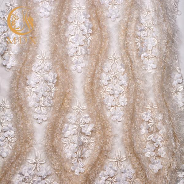 Haute Sequined вышитые ателье мод шнуруют цветок ткани роскошный