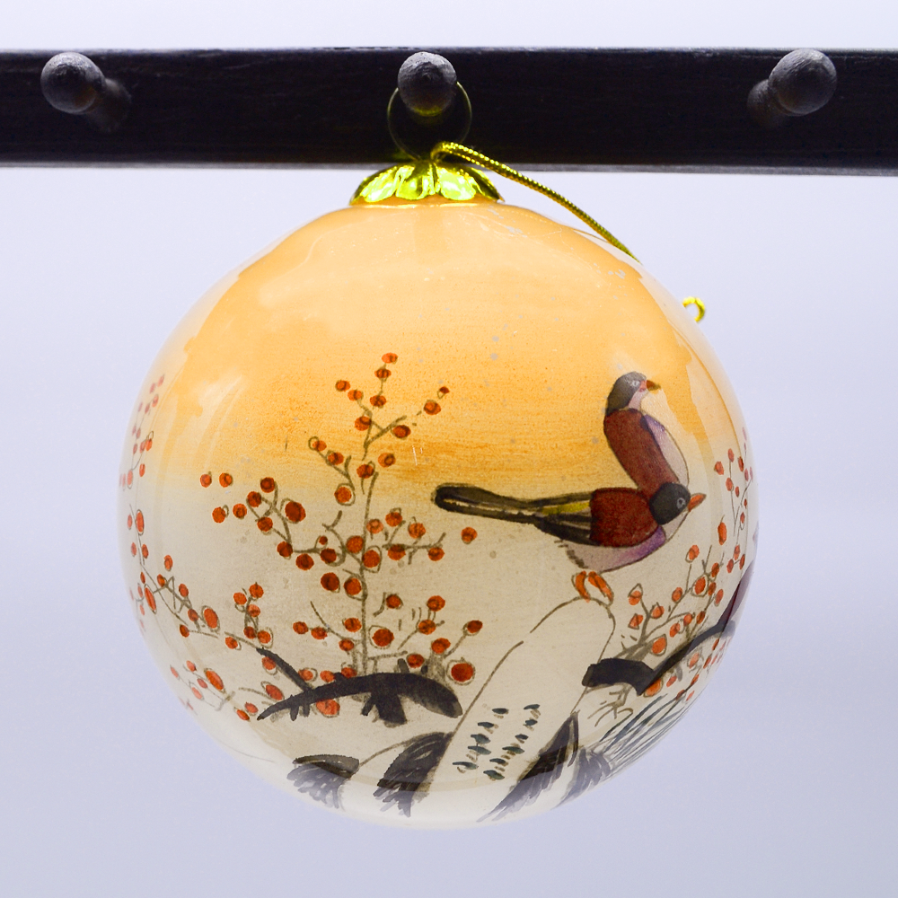Wholesale Cardinal Bird Hand-Painted Glass Christmas Ball Ornament 3.9