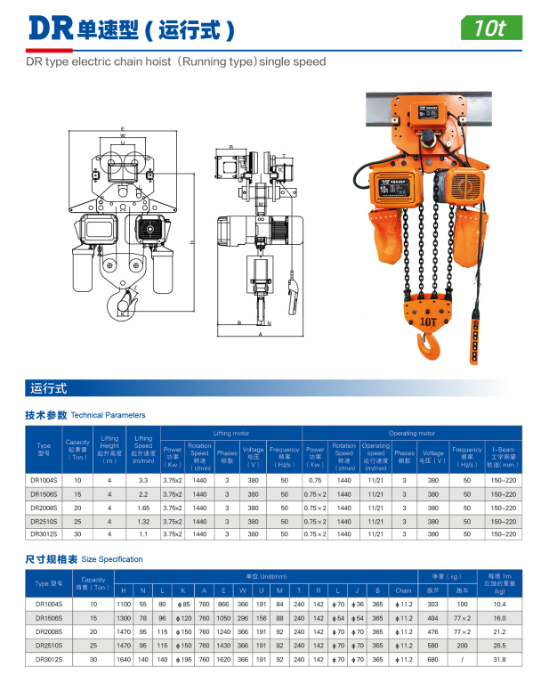 Remote Control Electric Chain Hoist with 20t Load Capacity and OEM Customization for Industrial Use