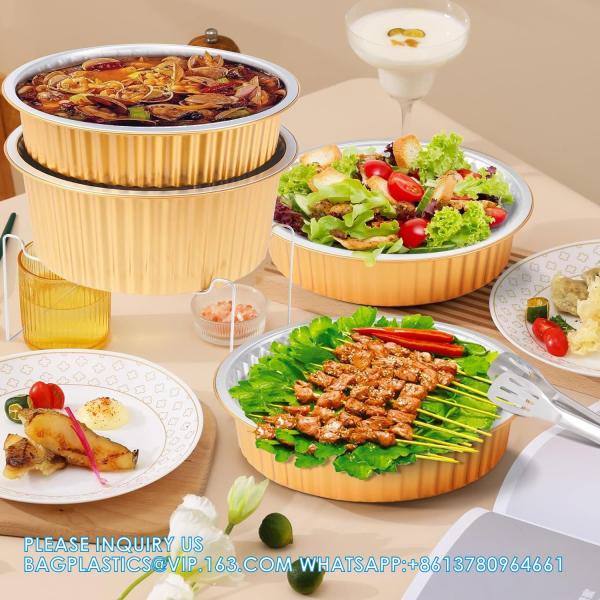 250mm Diameter 2500ml Heatable food pack Preservation Lunch Box Recyclable Takeaway Aluminum Foil Food Container