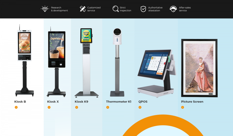 Compact and Lightweight Self Ordering Kiosk with NFC Payment and 180° Rotation Screen for Versatile Use