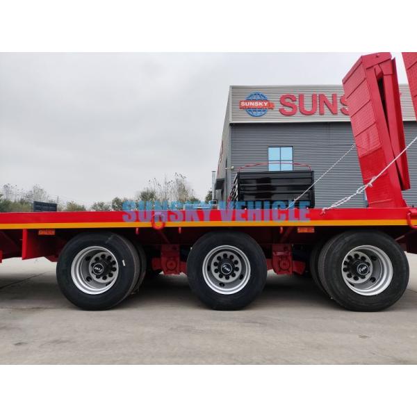 30 Tons 3 Axles Custom Lowboy Trailers Flat Deck Type With Spring Suspension