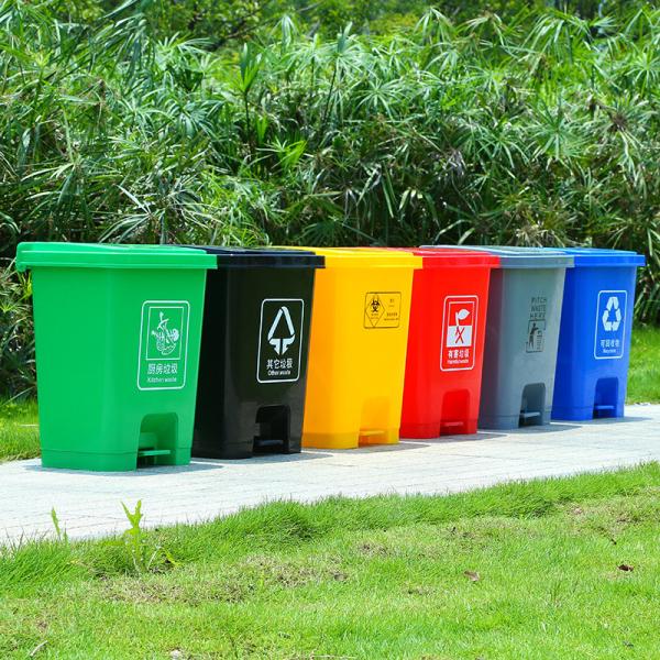 School Community Four-color Classification Pedal Trash Can Household Commercial Large Bucket Foot Plastic Waste Bin with Lid