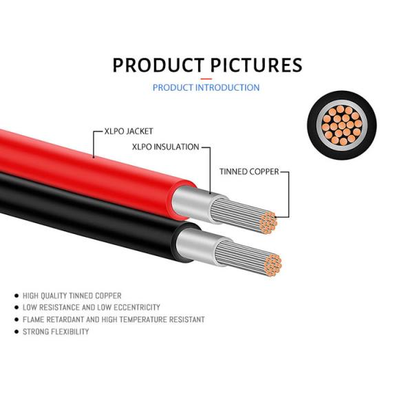 1.5-16mm2 XLPE Изолированный стаканный медный фотоэлектрический солнечный кабель