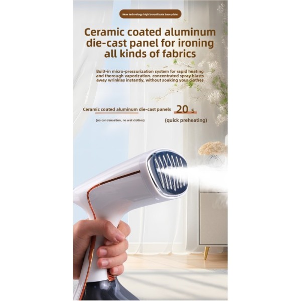 1800W Portable Electric Garment Steamer 3-Speed Settings Large Water Tank Anti-Dry Burning for Household Car Use Effortless