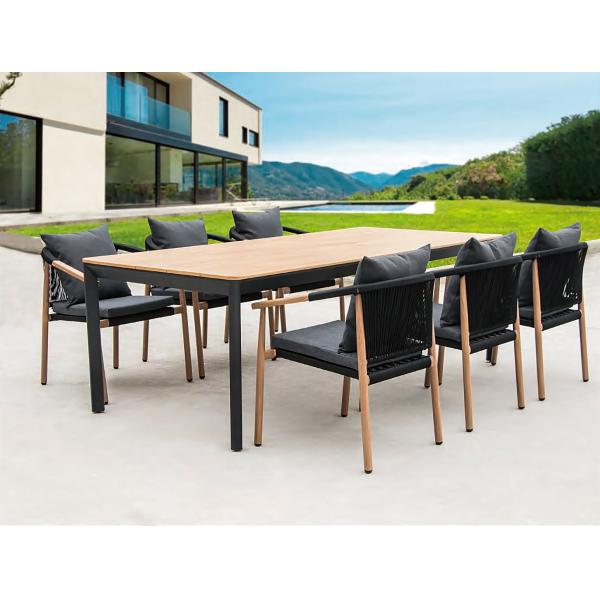 High Durability L2000mm H740mm Table Balcony Bistro Set Rubberwood