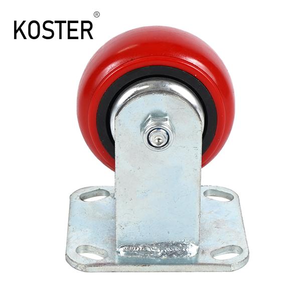 Demande personnalisée roue de roulement en fer plat de type fixe en PU/PVC avec frein