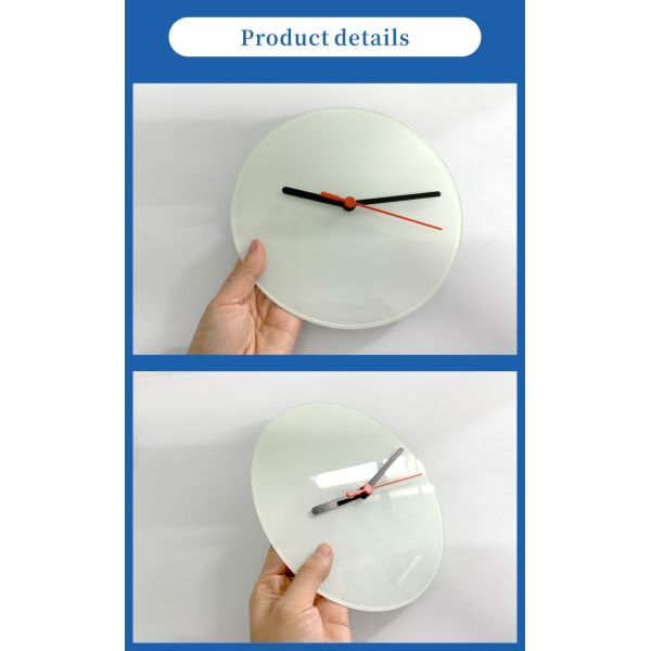ZELOYAUT Sublimation Glass Round Clocks Blank Wall Glass Clock DIY Personalized Custom Logo Print Sublimation Blanks