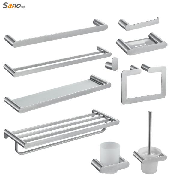 Modern Toilet Bathroom Accessories Set Satin Stainless Steel