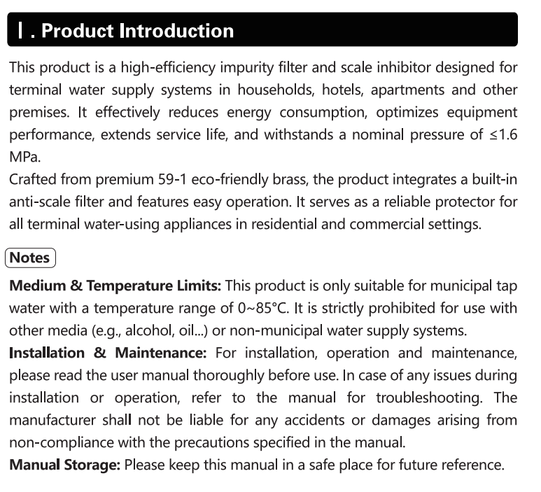 Anti-Scale Filter with MSAP Bioactive Material, Salt-Free Hard Water Protection for Household Appliances