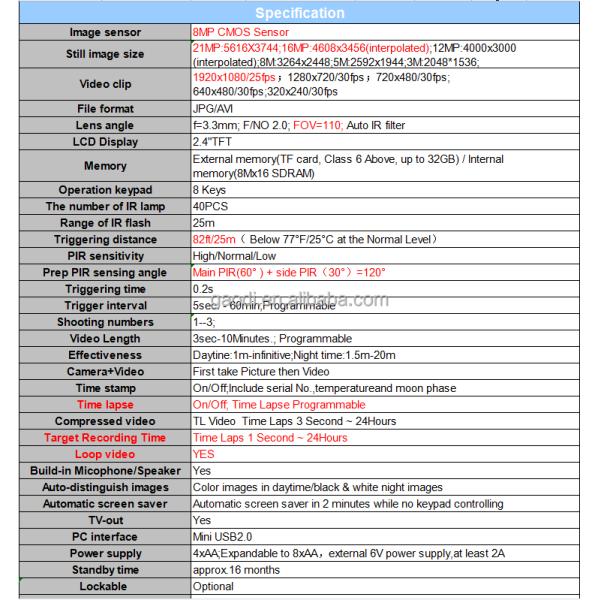 1080p Hunting Camera Wildlife Nature Hunting Trail Video Camera