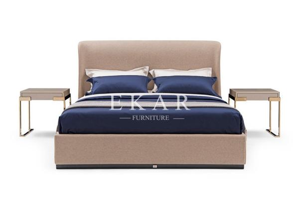 Modern Fabric Upholstered Headboard Wooden Divan Bed