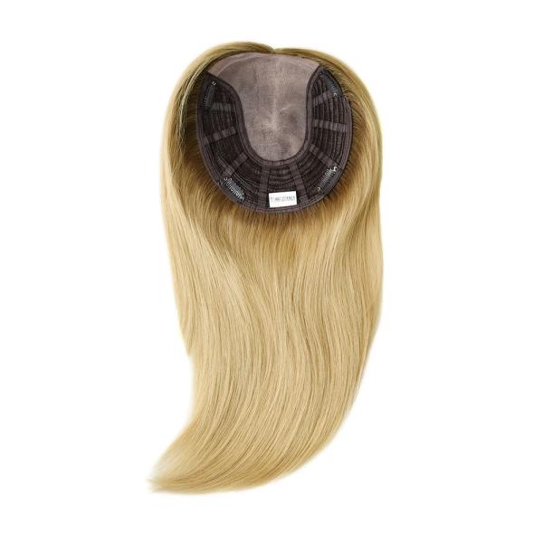100% European Virgin Hair women Mono hair topper natural color double drawn full end full coverage mono wefted Topper