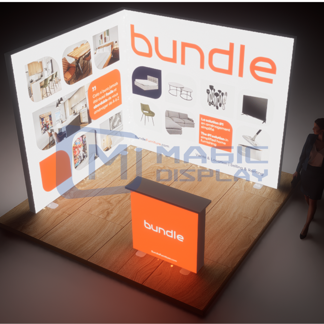 LED Backlit SEG Light Box Exhibition Backdrop with Dye Sublimation Printing and Tool-Free Assembly