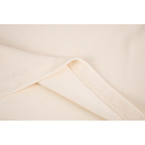 80% Cotton 20% Polyester Waffle Knit Long Sleeve Top in Beige for Casual Wear
