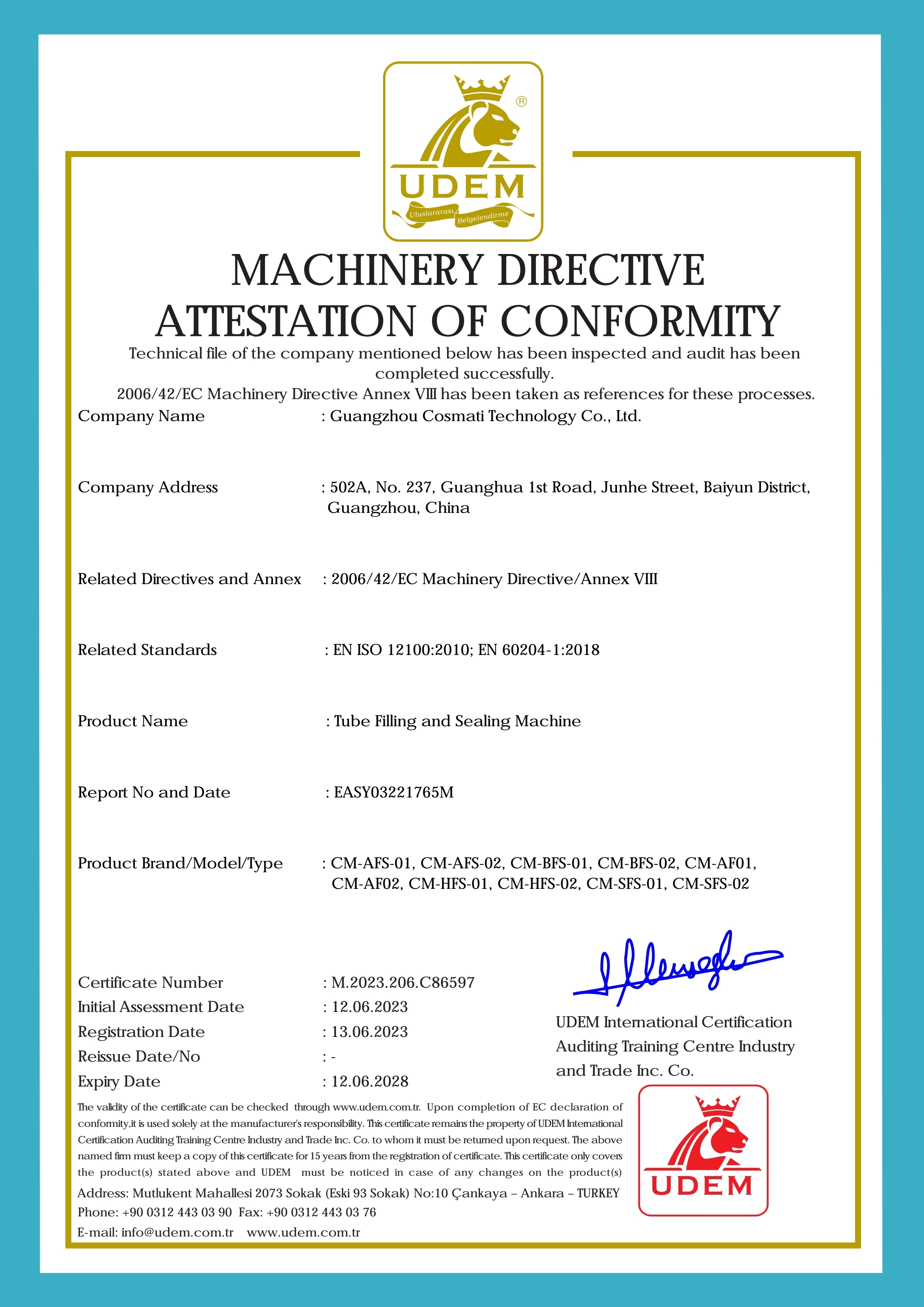 Guangzhou Cosmati Technology Co., Ltd. Certifications