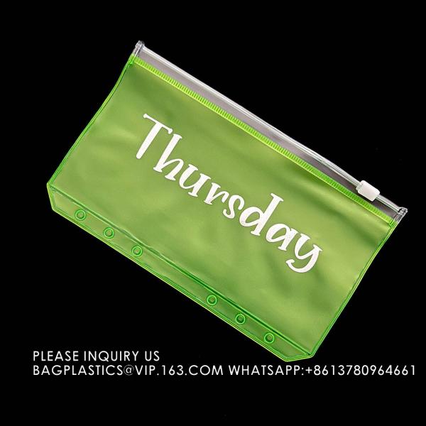 Cash Budget Envelopes For Budgeting Slider Zipper Binder Pouch Loose Leaf Bags Insert Pages Waterproof Document