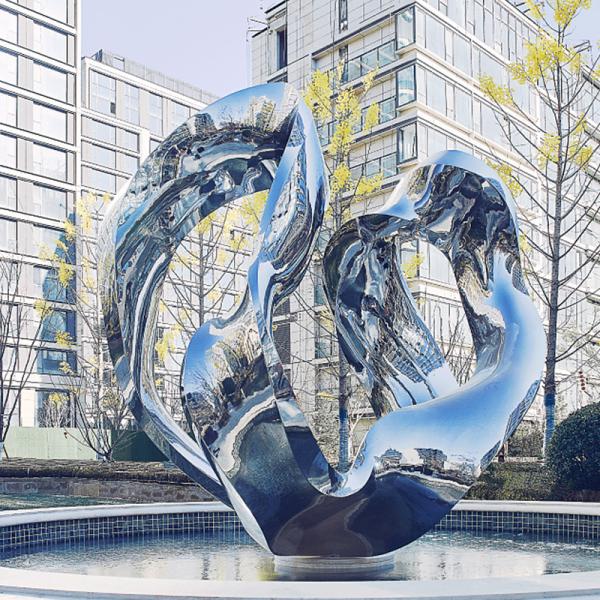 Square Garden Fountain Outdoor Sculpture Steel Garden Landscape Art Sculpture Hard Enamel Technique