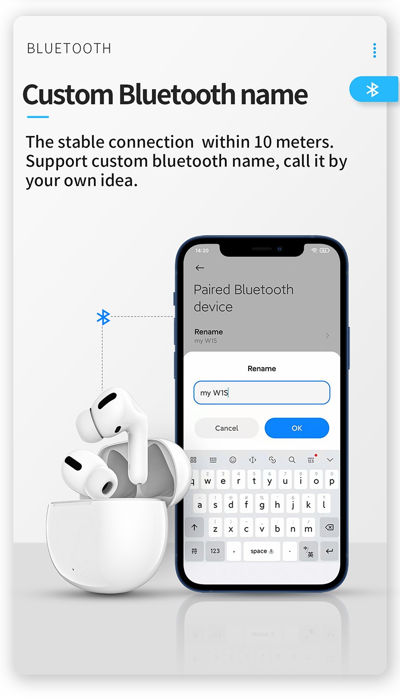 Умный спорт Earbuds наушника AD6973 10m TWS Bluetooth телефона беспроводной